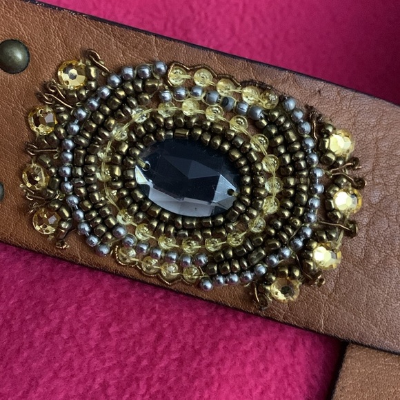 Chico’s Learher Beads Studs Belt - Picture 4 of 10